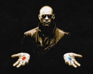 The Matrix - Red or Blue Pill Wallpaper by TelephoneWallpaper.com